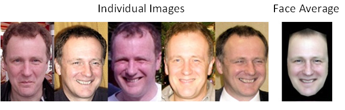Figure 7. Individual images of the same person can look very different. Averaging these together produces a stable image, which will match a much wider range of the user’s face and improve security. (Released)
