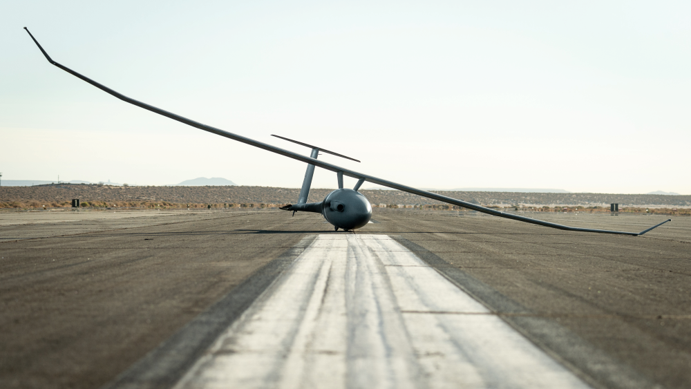 image of a drone on an airstrip.