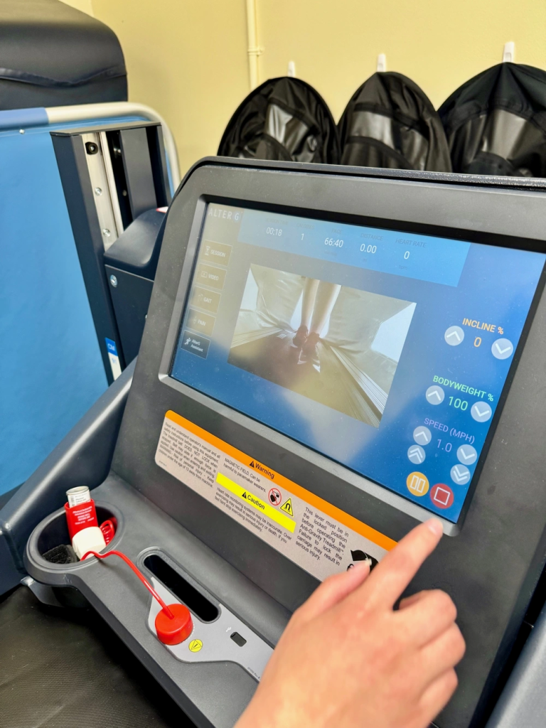 Image of a display used on the anti-gravity treadmill.