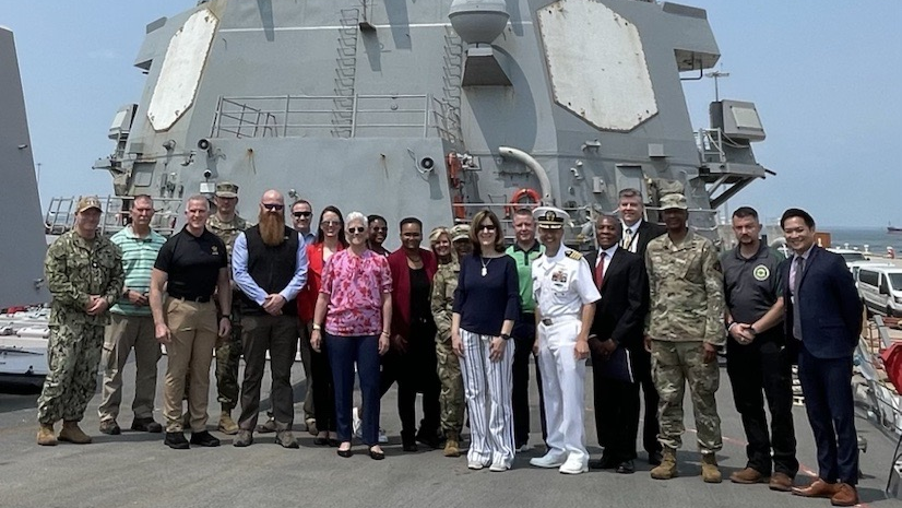 The Joint Program Executive Officer for Chemical, Biological, Radiological and Nuclear Defense (JPEO-CBRND) attended the fielding and demonstration of the Enhanced Maritime Biological Detection (EMBD) system on the USS Truxtun