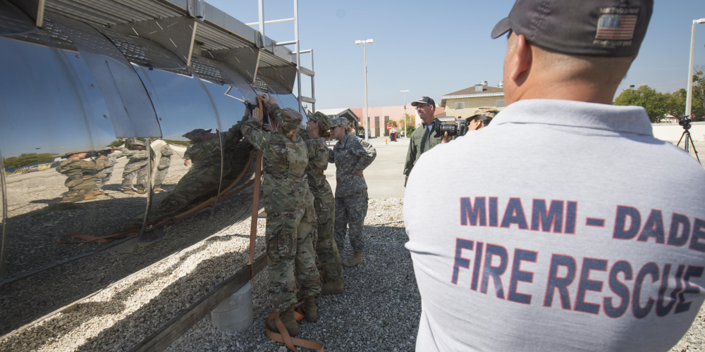 Fire Rescue professional supervises training of military personnel