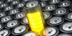 Illustration of a battery with yellow segments indicating charge