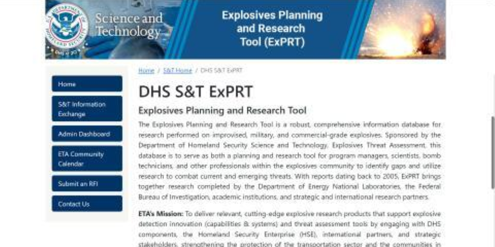 Source: Department of Homeland Security, https://www.dhs.gov/science-and-technology/news/2023/08/10/feature-article-helping-dhs-mitigate-explosive-threats