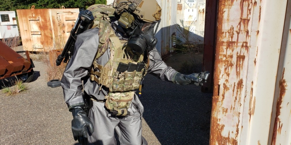 Military Personnel wearing CBRN Protective Equipment